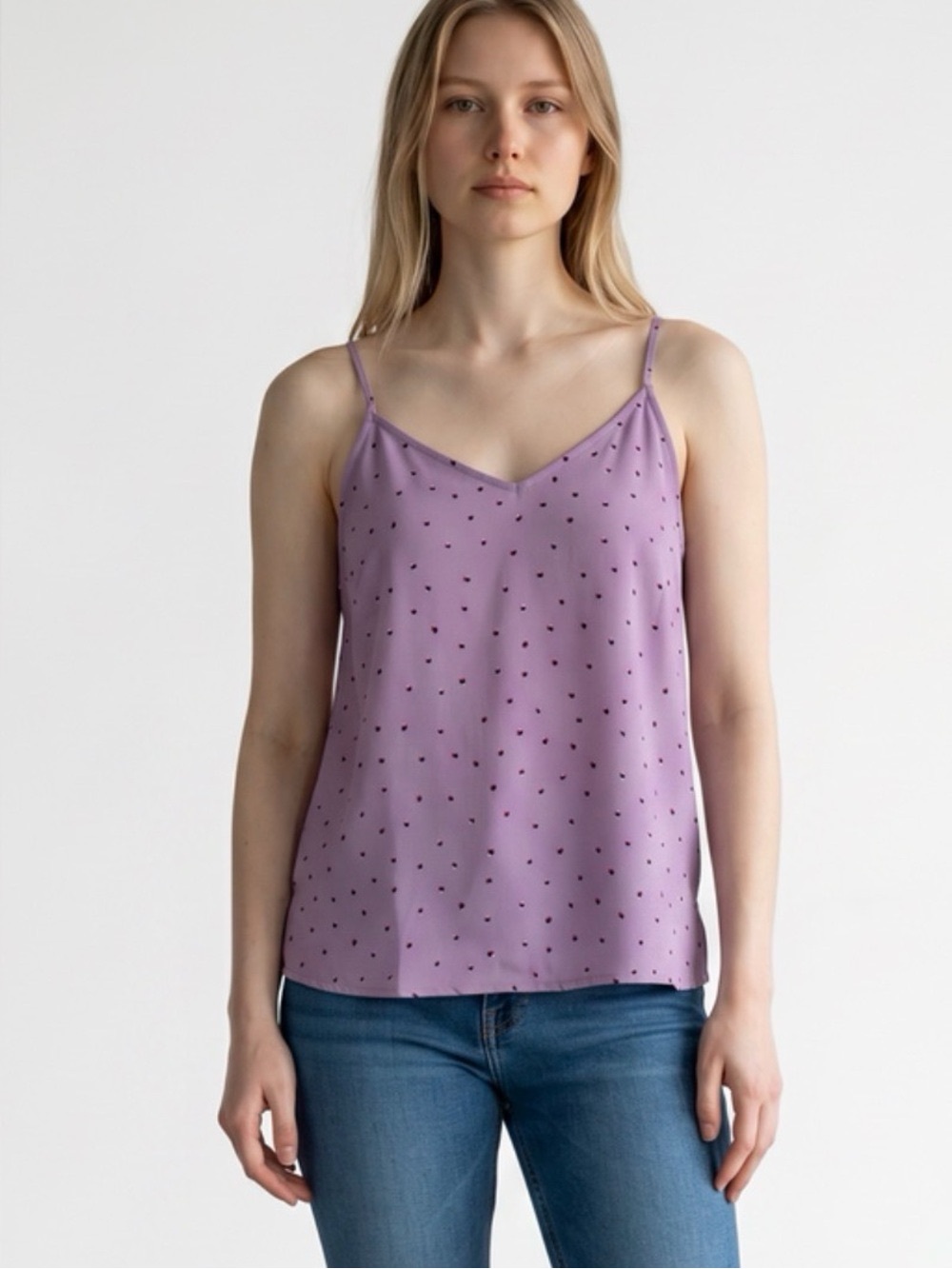Lavender Spotted V-Neck Spaghetti Strap Cami